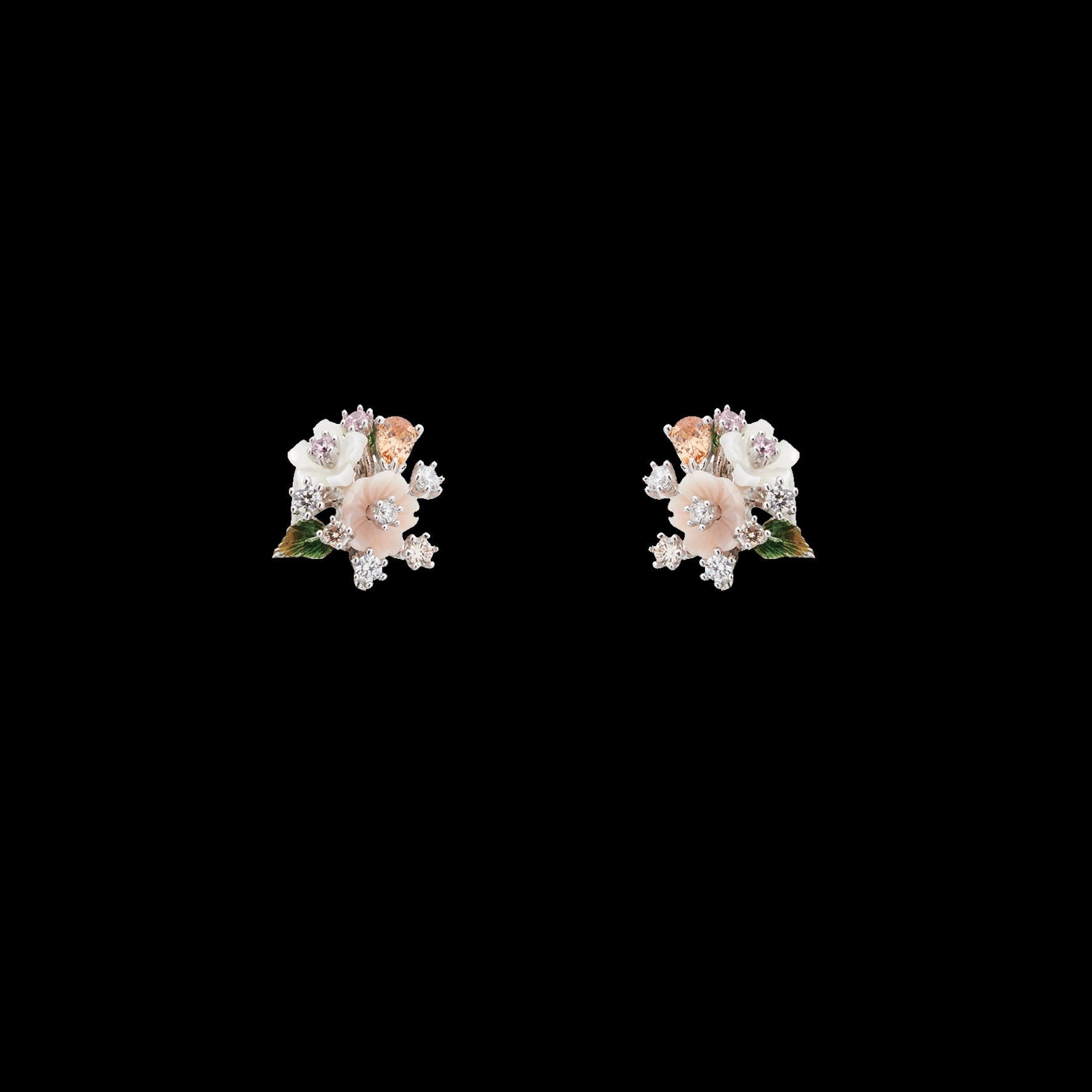 Mini Bouquet Earrings, Earrings, Anabela Chan Joaillerie - Fine jewelry with laboratory grown and created gemstones hand-crafted in the United Kingdom. Anabela Chan Joaillerie is the first fine jewellery brand in the world to champion laboratory-grown and created gemstones with high jewellery design, artisanal craftsmanship and a focus on ethical and sustainable innovations.